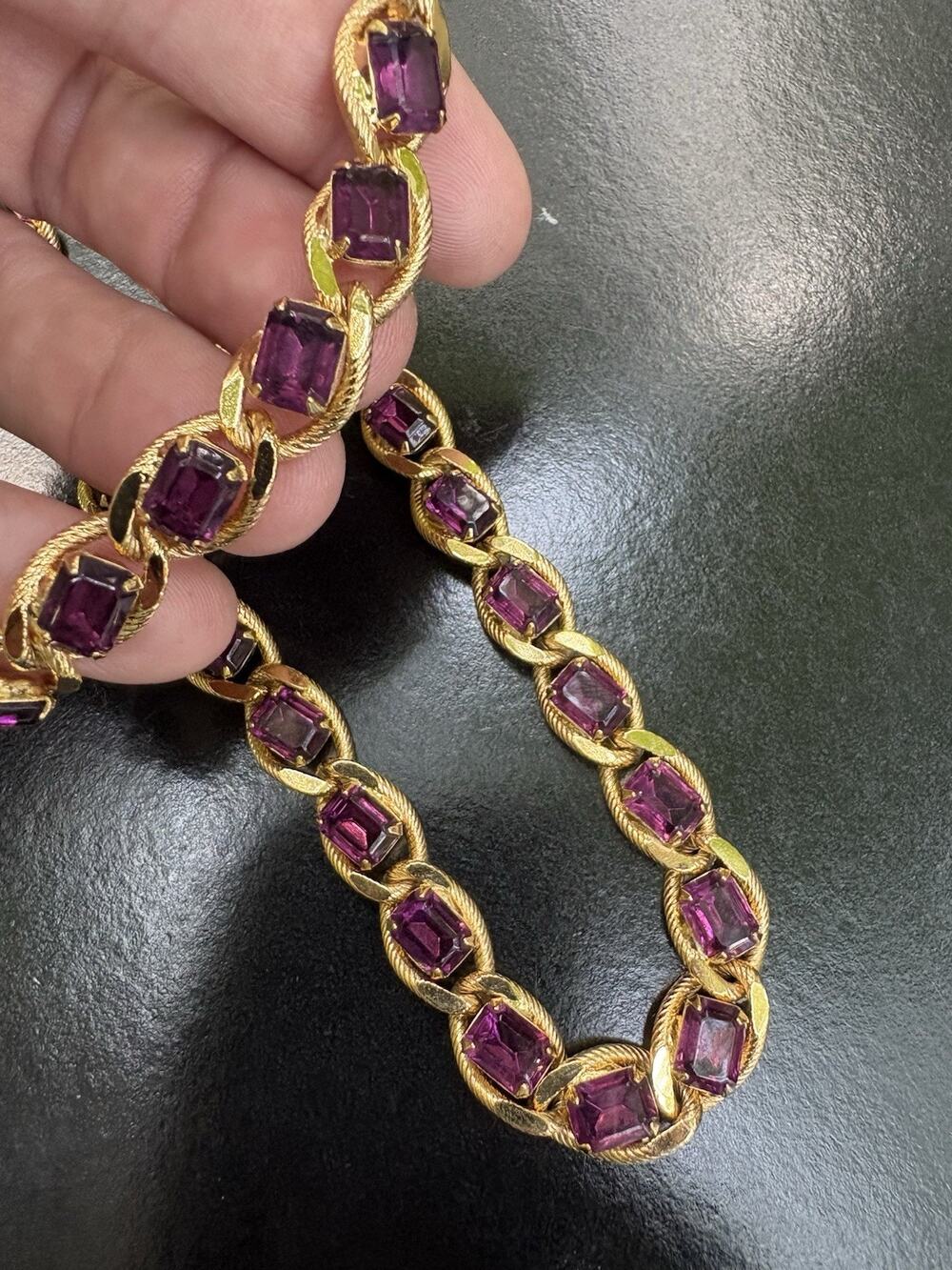Vintage Givenchy Paris New York Purple Amethyst Crystal Necklace & Bracelet Set